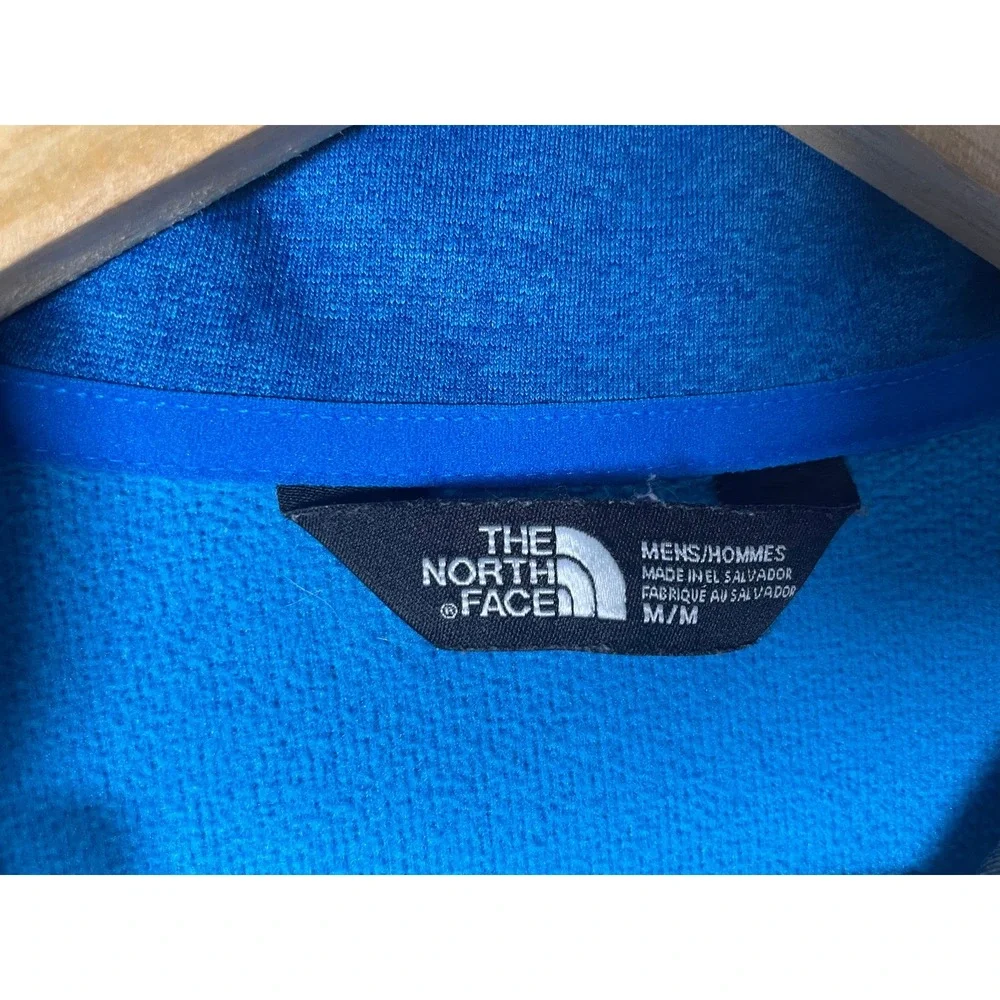The North Face Mens Medium Blue Heather Quarter Zip Fleece Pullover Jacket